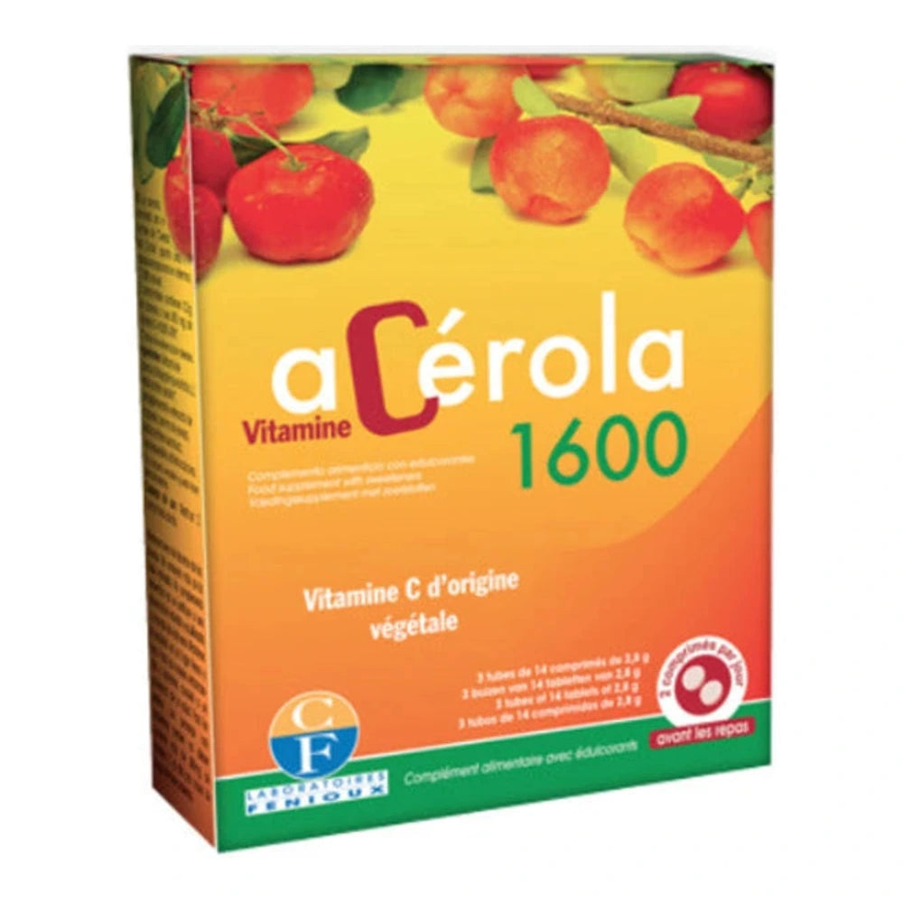 Fenioux Acérola 1600 Vitamine C – boîte de 14 comprimés à croquer