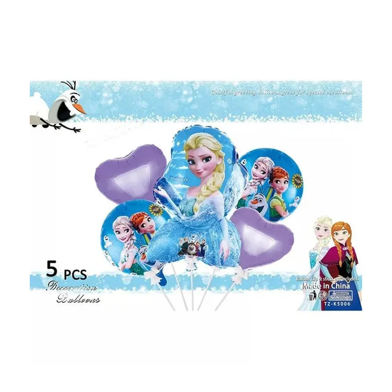 Pack 5 Pieces Balloons Anniversary Theme Frozen