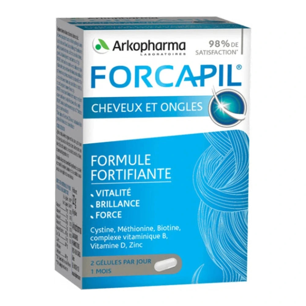 Boîte Forcapil Cheveux et Ongles Arkopharma, 60 gélules
