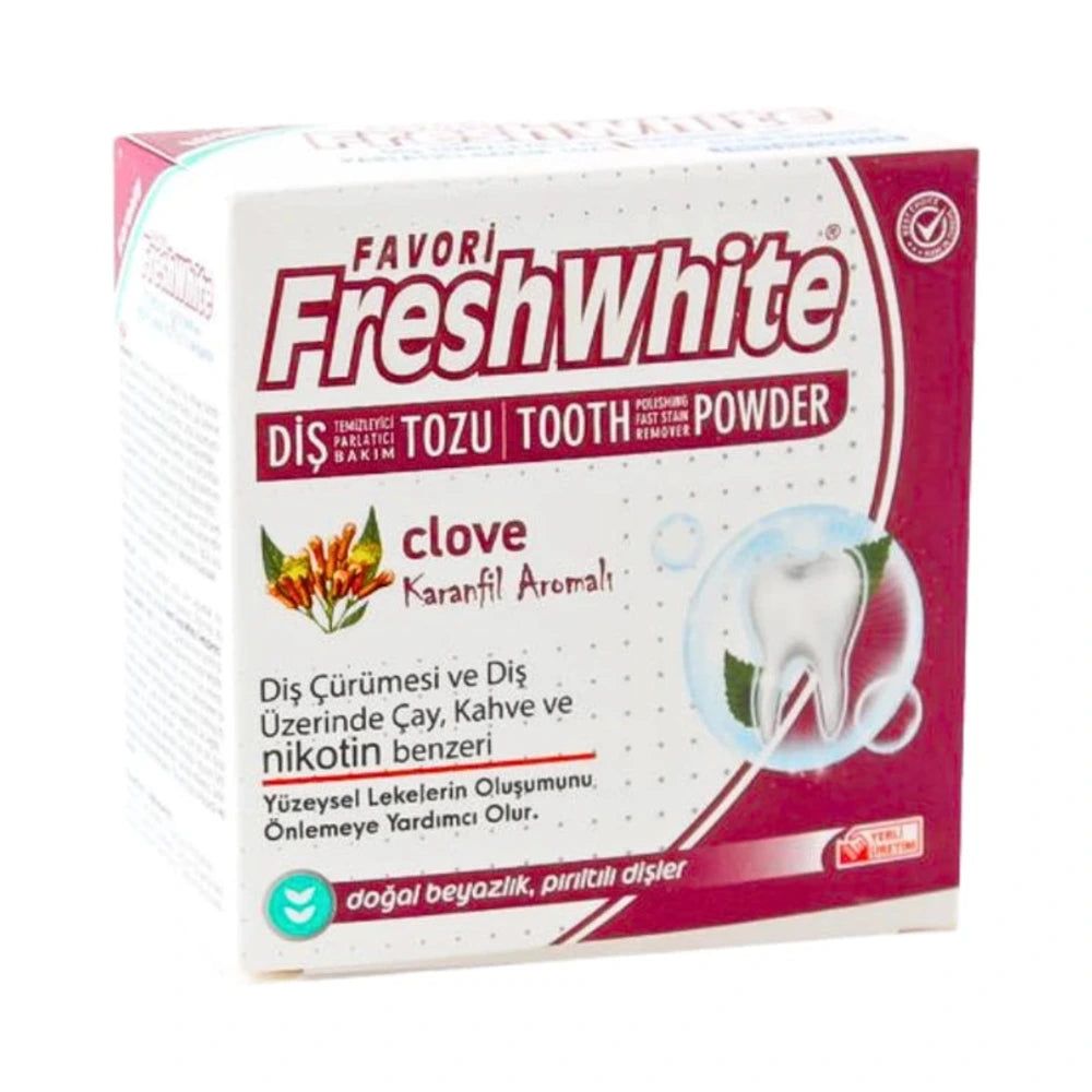 Poudre dentaire Fresh White Clove au clou de girofle 50 g – emballage