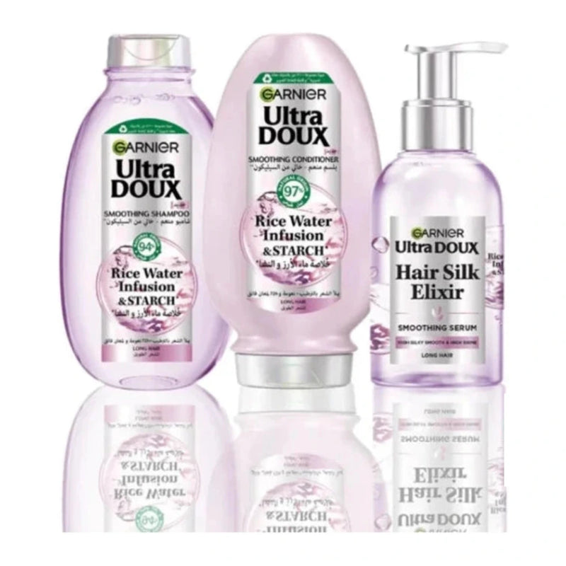 Garnier Ultra Doux Routine Eau de Riz – Shampooing + Sérum + Après-Shampooing