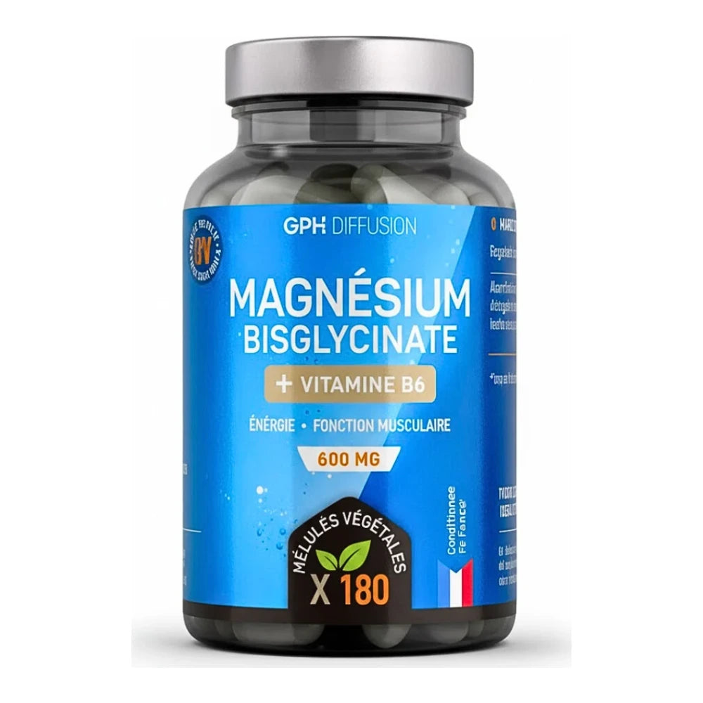 GPH Magnésium Bisglycinate + Vitamine B6 – pot de 180 gélules