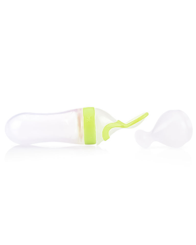 Nûby Cuillère Semi-Rigide pour Repas Liquide 90ml + 1 tête - Jaune Vert