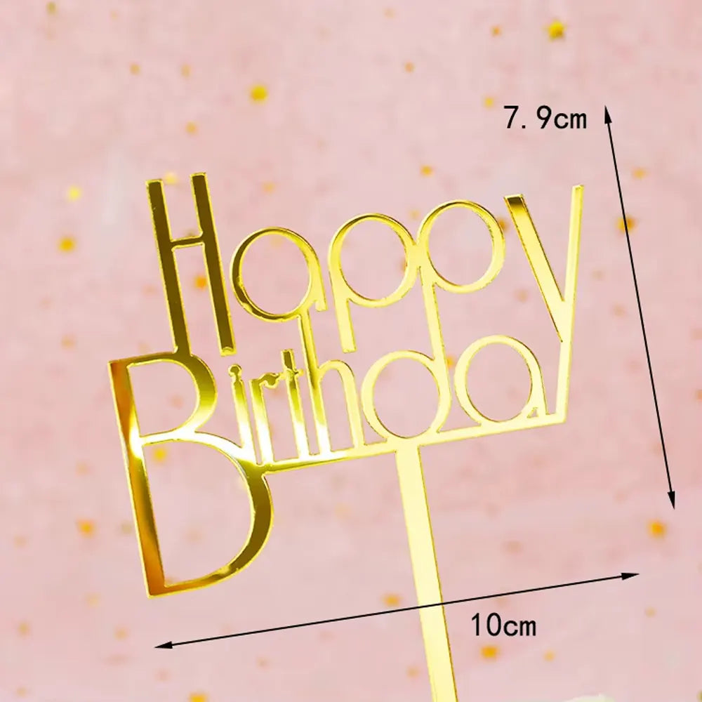 Cake Topper Happy Birthday - Doré