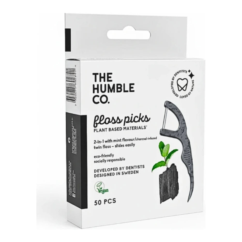 Humble Fil Dentaire Charbon Picks – boîte de 50 porte-fils dentaires