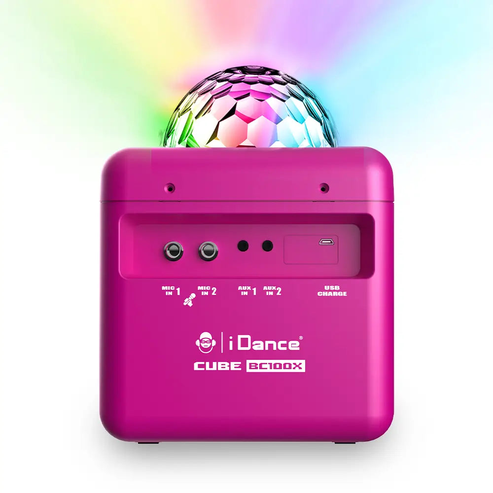 iDance Cube BC100X – Enceinte Bluetooth Karaoké avec Effets Lumineux - Rose
