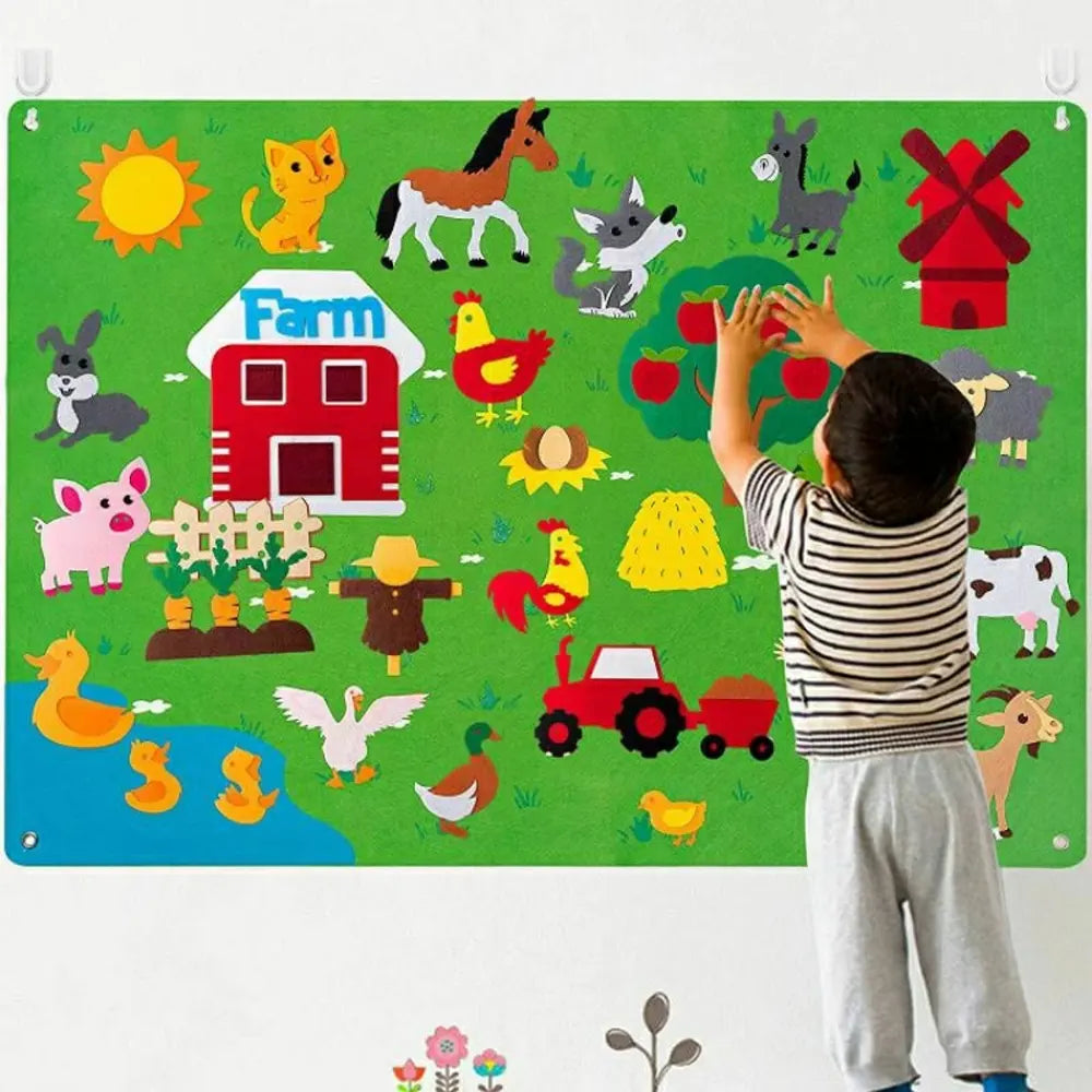 Tapis Mural Éducatif en Feutrine – Thème La Ferme