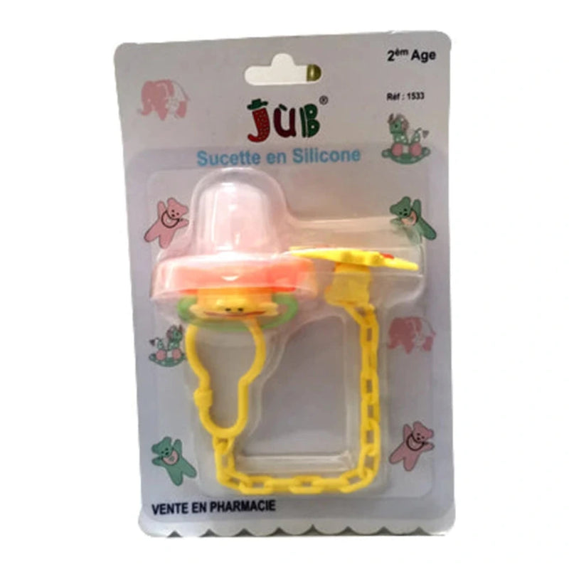 Chupete de silicona Juniors jub 2.ª edad + clips