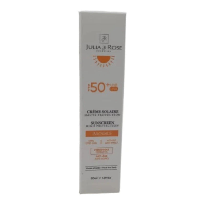 Julia & Rose Creme Solaire Invisible Aux Prebiotiques Spf50+ 50ml
