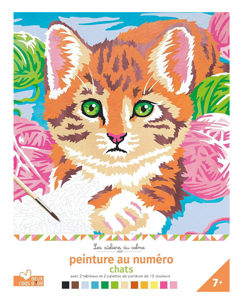 Pintar por números - Cuaderno con paleta y pincel - Gatos