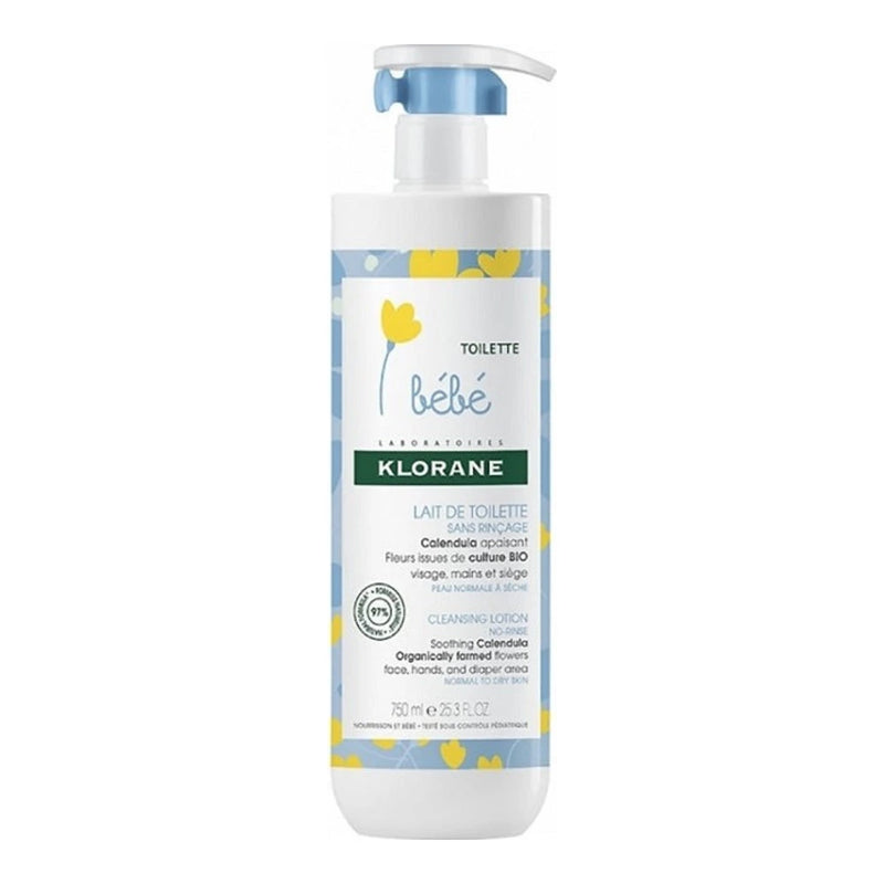 Klorane Bebé - Leche limpiadora sin aclarado con caléndula calmante - Bebé - Piel normal a seca 500 ml
