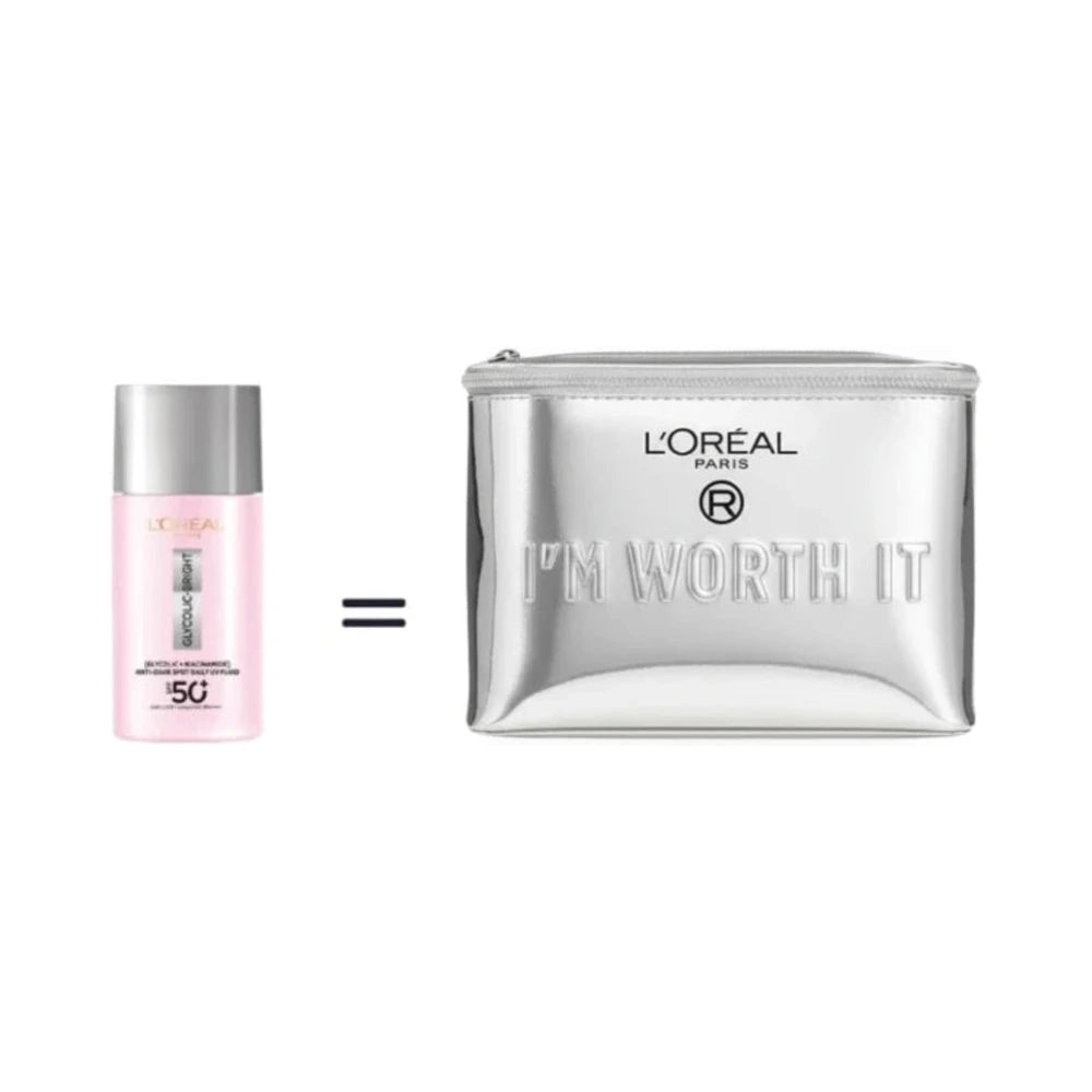 L’Oréal Paris Glycolic-Bright fluide UV anti-taches SPF50+ 50 ml avec trousse