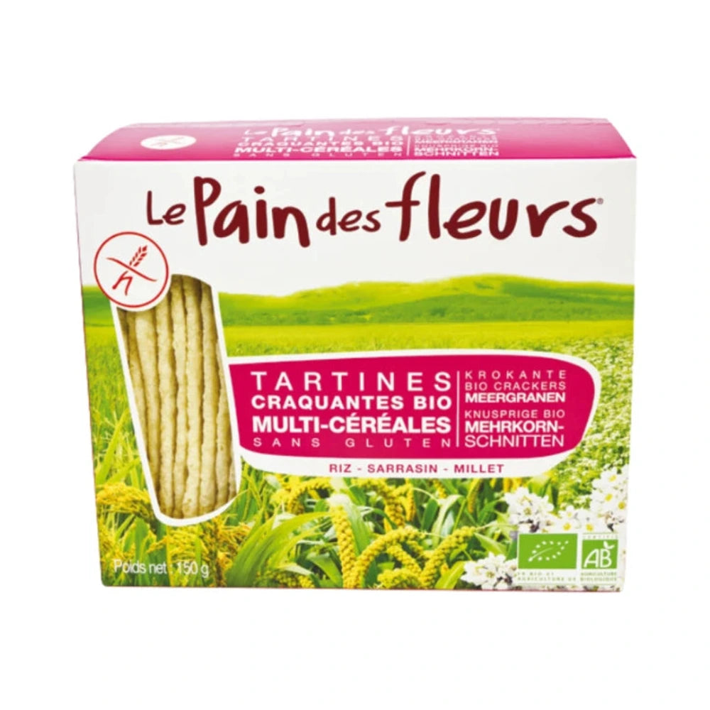 Le Pain des Fleurs tartines craquantes multi-céréales sans gluten 150 g – paquet