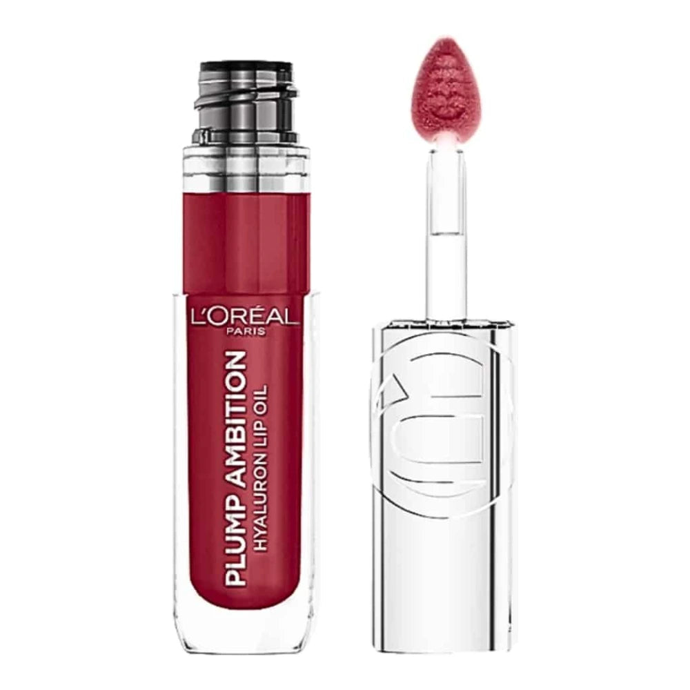 L'Oréal Paris Plump Ambition huile à lèvres 490 Berry Jolie – flacon et applicateur