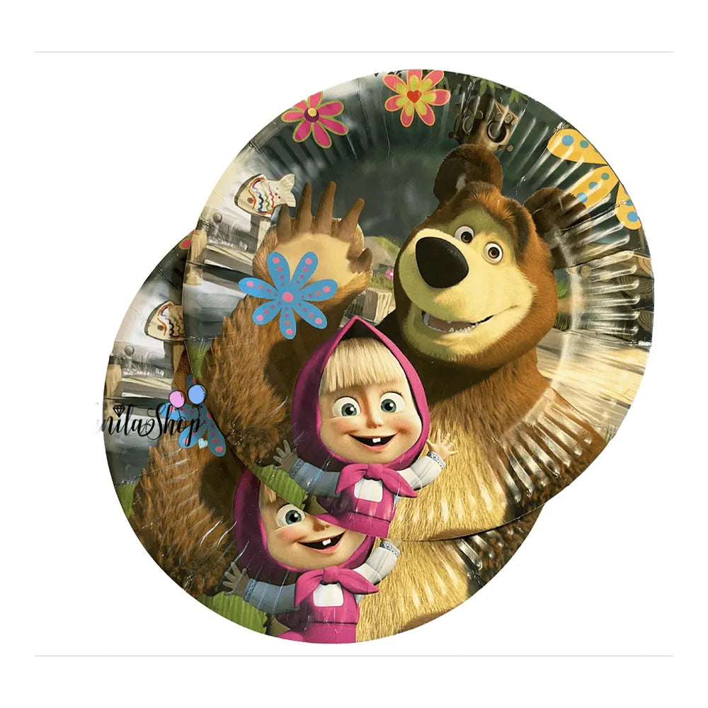 Pack de 10 Platos de Cartón – Masha y el Oso