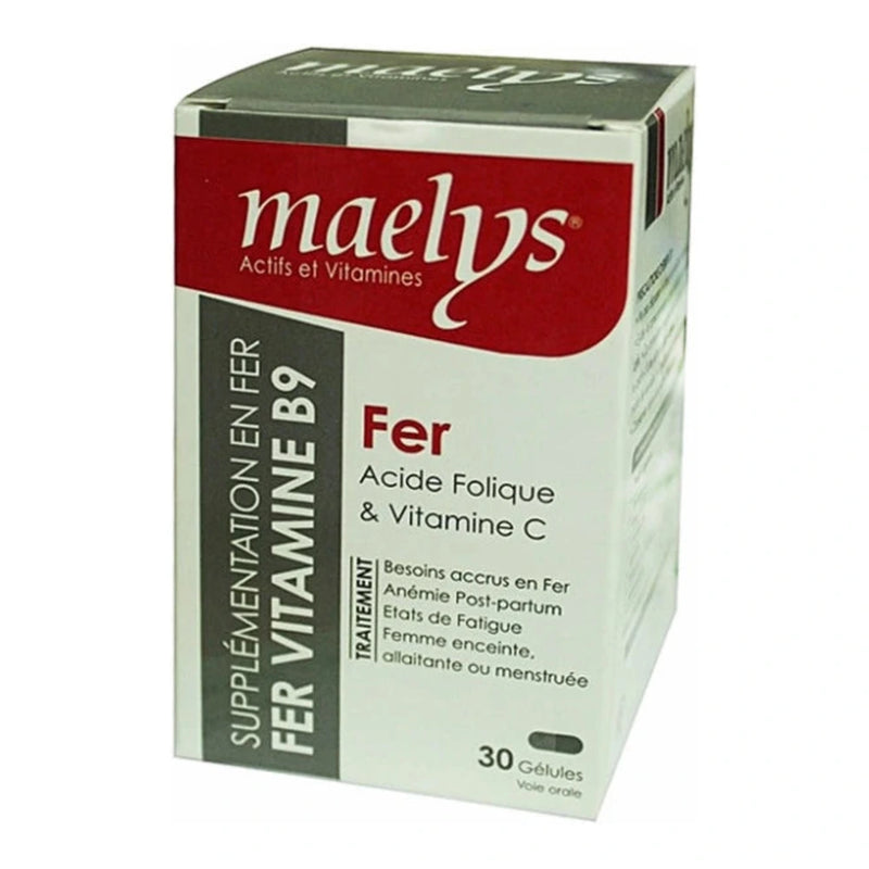 Maelys Fer Acide Folique et Vitamine C - 30 Gélules
