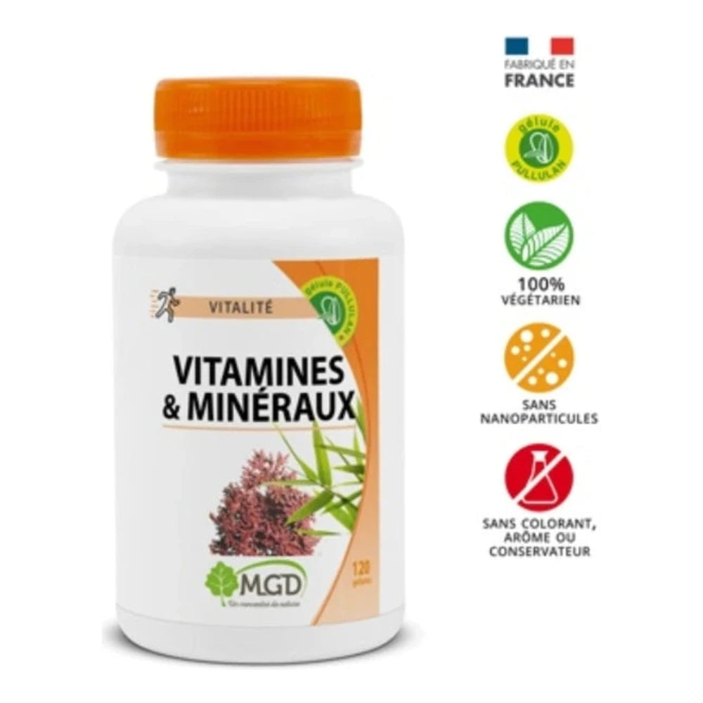 MGD Nature Vitamines & Minéraux 120 gélules – boîte