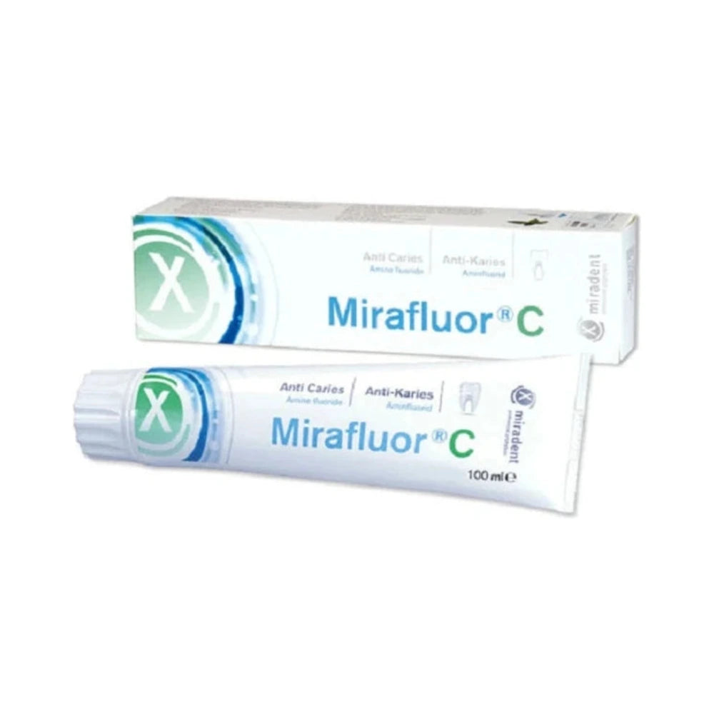 Miradent Mirafluor dentifrice fluoré 100 ml, tube et emballage