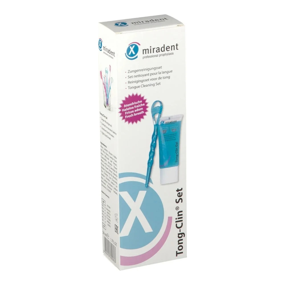 Miradent Tong-Clin set gel et gratte-langue – boîte