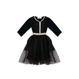 Caftan Robe pour Fille avec Manches - Noir Nuit