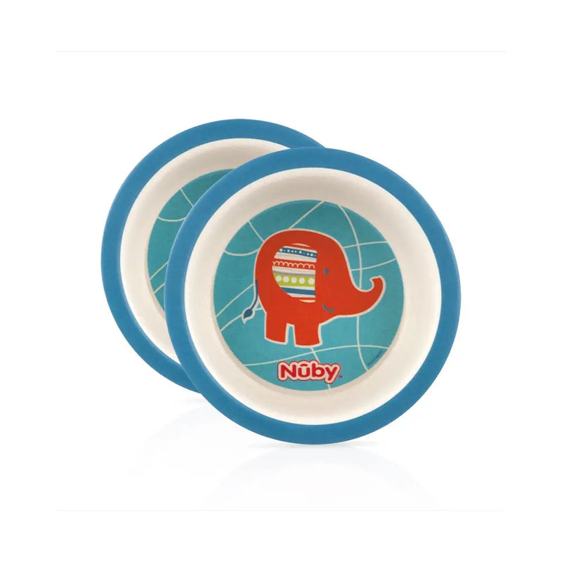 Nuby 2-Piece Bamboo Print Bowl - Blue