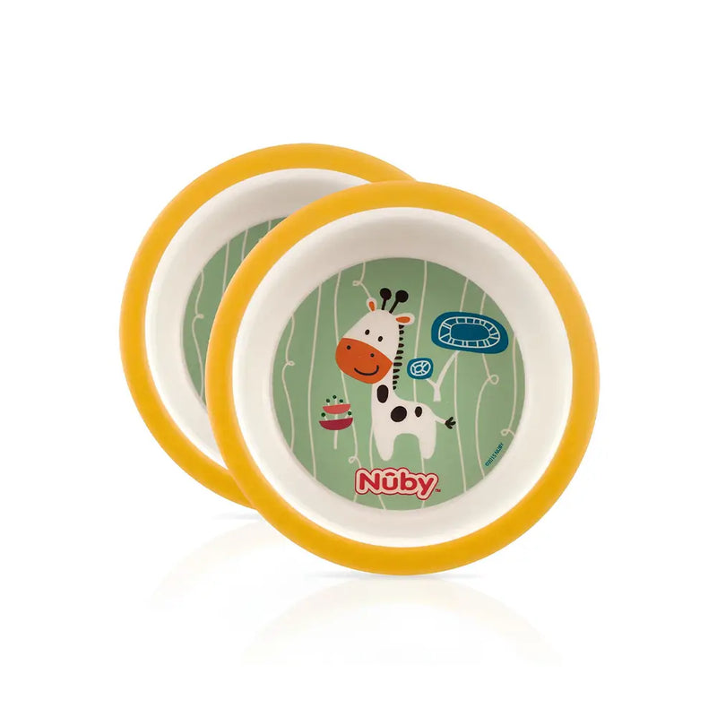 Nuby 2-Piece Bamboo Print Bowl - Yellow