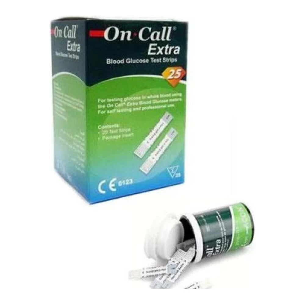 On Call Extra Bandelettes de Glycémie – boîte de 25 – emballage
