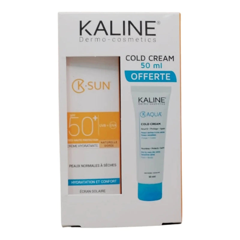 باك Kaline: واقي شمس سائل ملون K.Sun ذهبي للبشرة العادية إلى الجافة 50 مل + كولد كريم K.Aqua