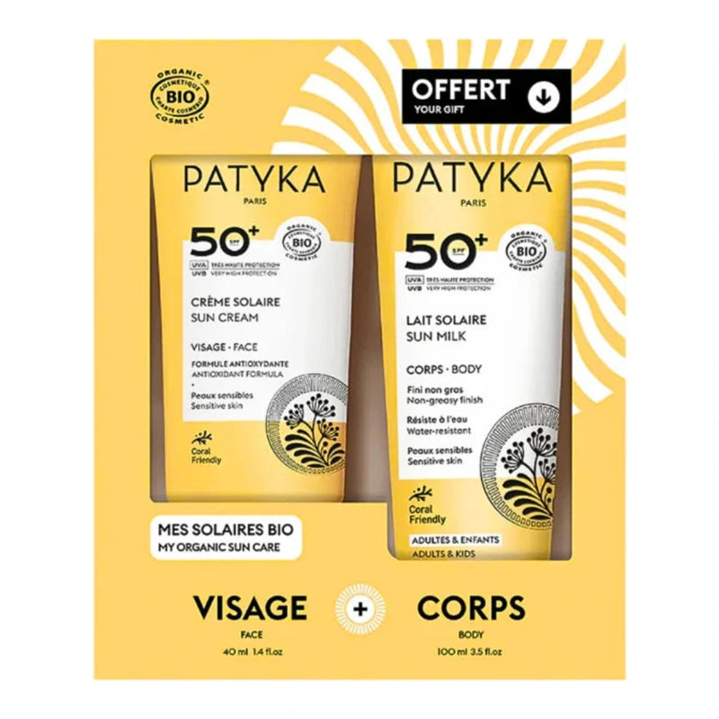 Patyka Creme Solaire Visage Spf50+Lait Solaire Corps Spf50 Coffret