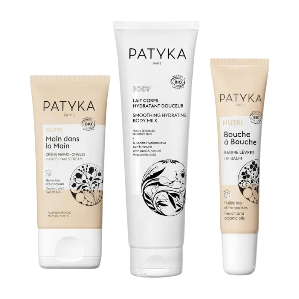 Patyka coffret lait corps, crème mains Nutri et baume lèvres Nutri