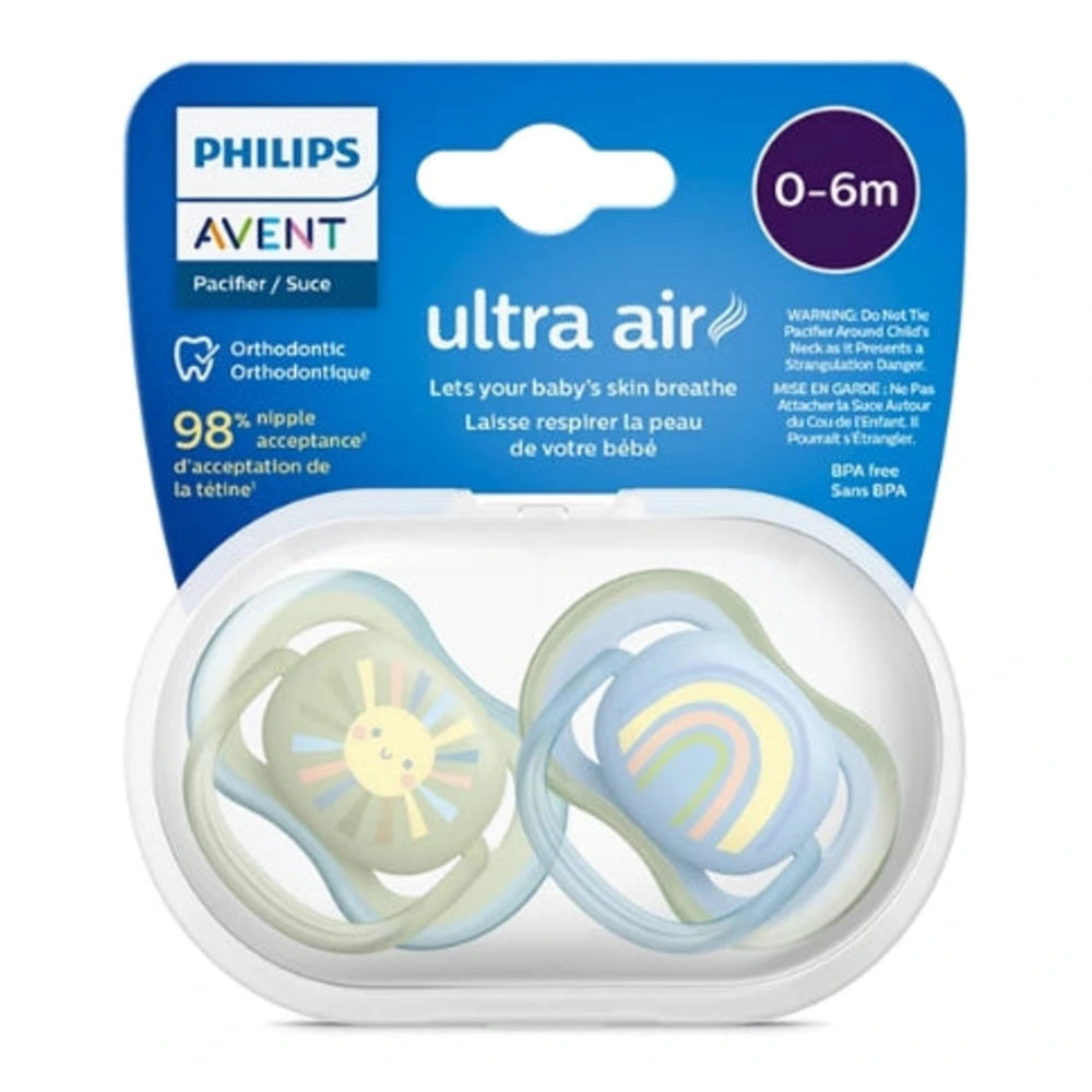 Philips Avent sucette Ultra Air 0-6 mois garçon SCF085/58 – sucette dans son emballage