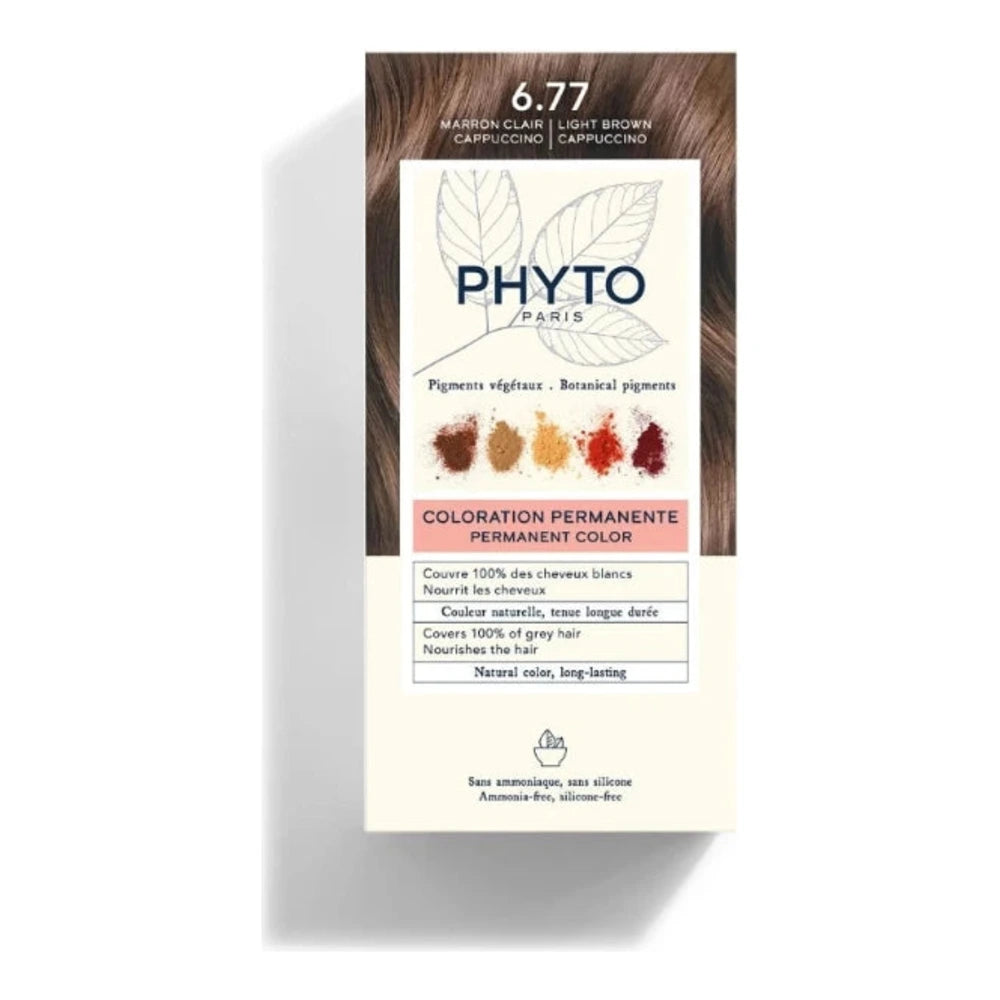 Phyto PhytoColor 6.77 Marron Clair Cappuccino – boîte du kit de coloration