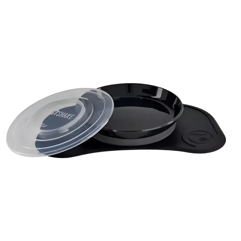 Mini bandeja Click Mat y plato Twistshake - Negro