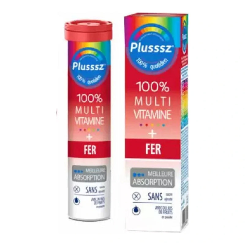 PLUSSSZ Multivitamine + Fer Plusssz 20 Comprimés Effervescents