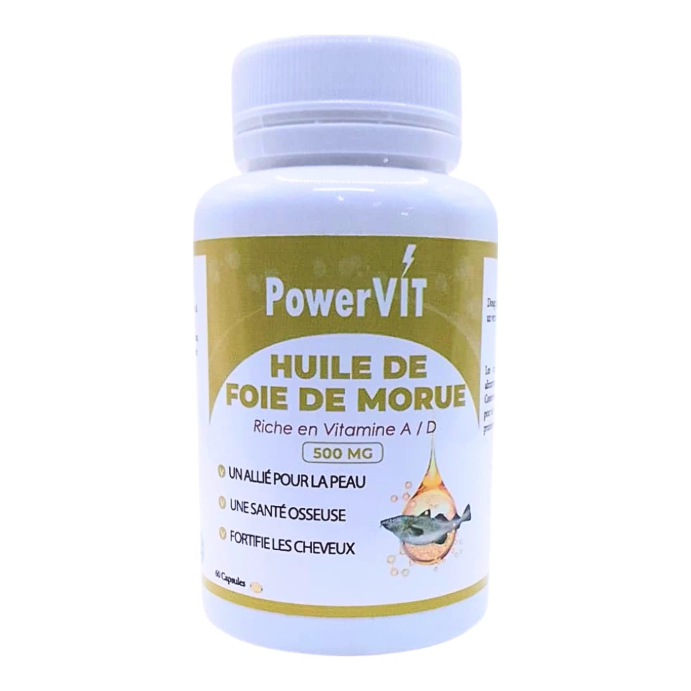 PowerVit huile de foie de morue 500 mg, 60 gélules
