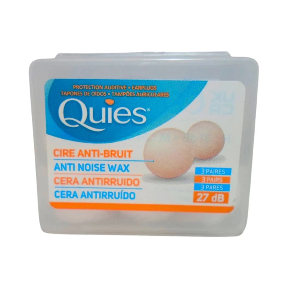 Quies protections auditives en cire naturelle, boîte de 3 paires