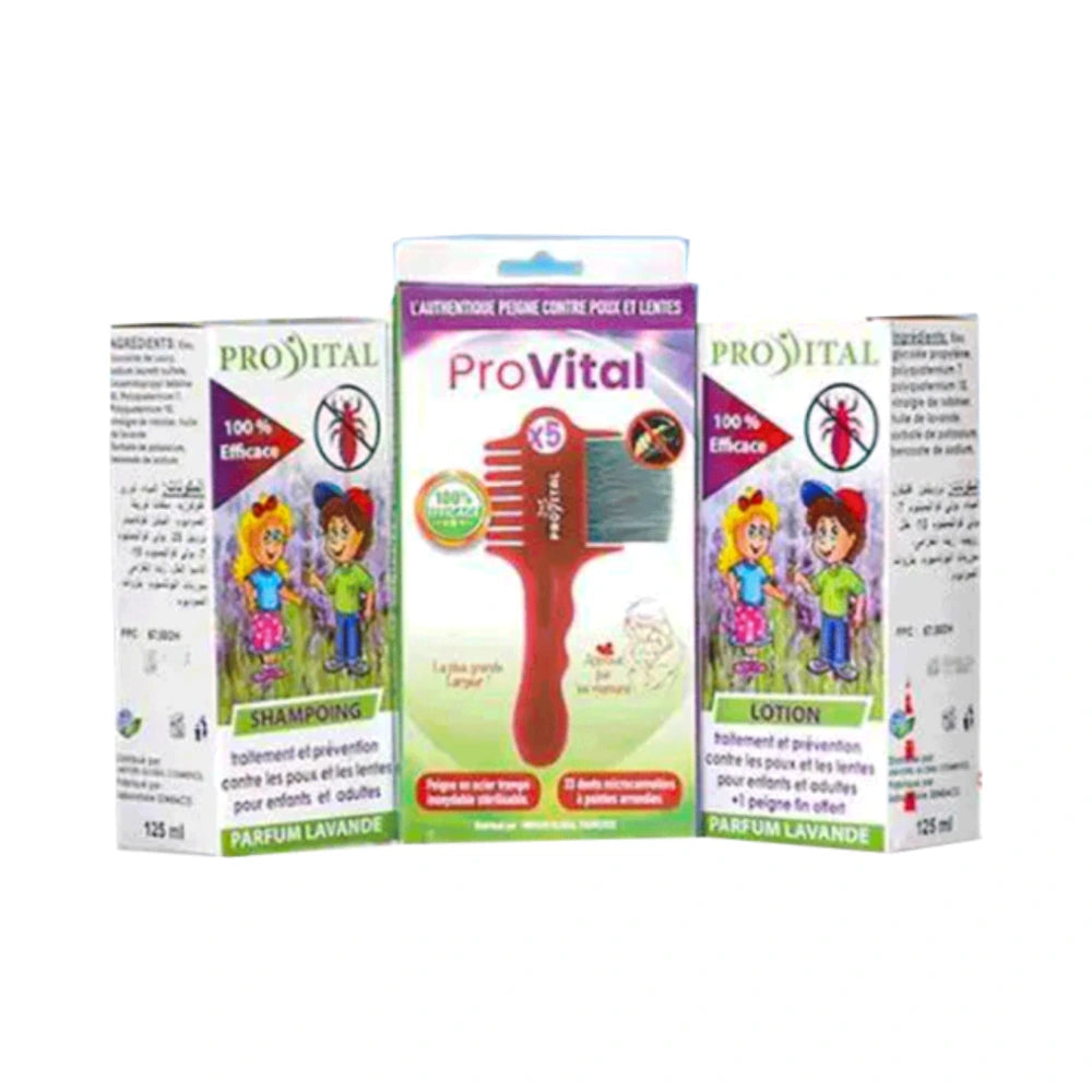 Pro-Vital pack anti-poux shampoing, lotion et peigne