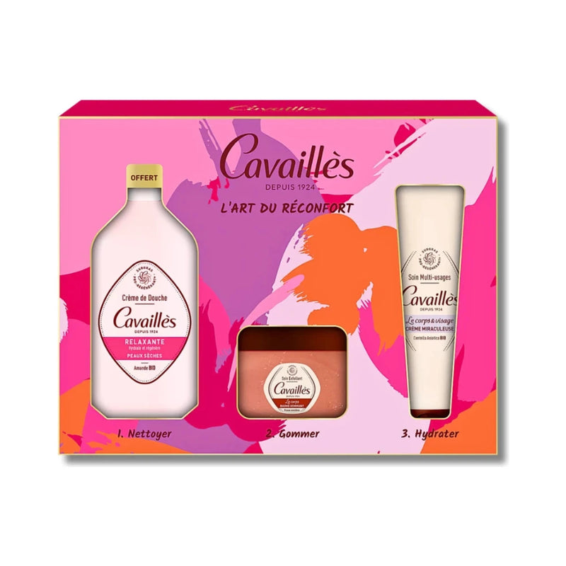 Roge cavailles Creme Douche Relaxant+Baume Gommant+Creme Miraculeuse Coffret