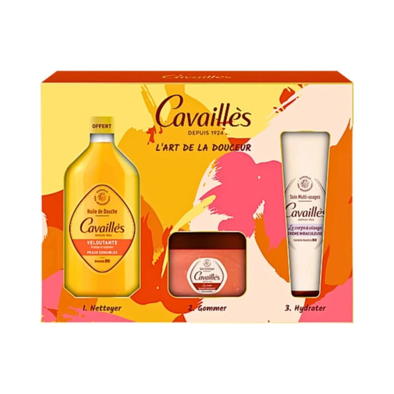 Roge cavailles Huile Douche Veloutante+Baume Gommant+Creme Miraculeuse Coffret