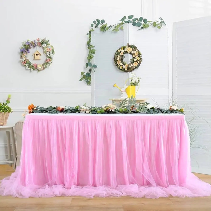 Jupe de Table en Tulle 426x74 cm - Rose