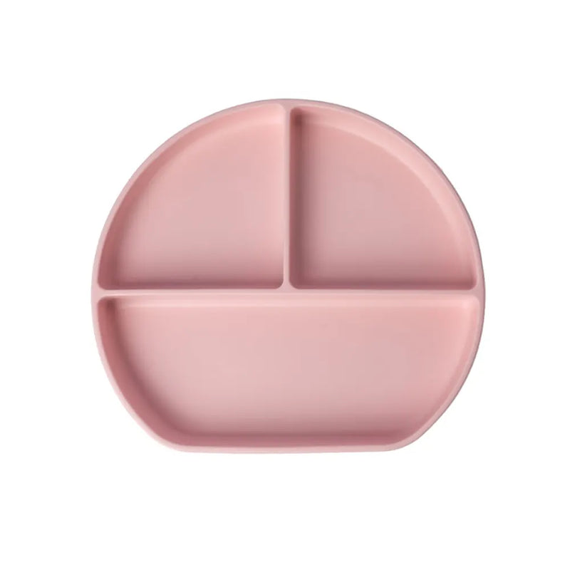YUMMY Plato de Silicona Multi-Compartimentos con Ventosa 4M+ - Rosa Pastel
