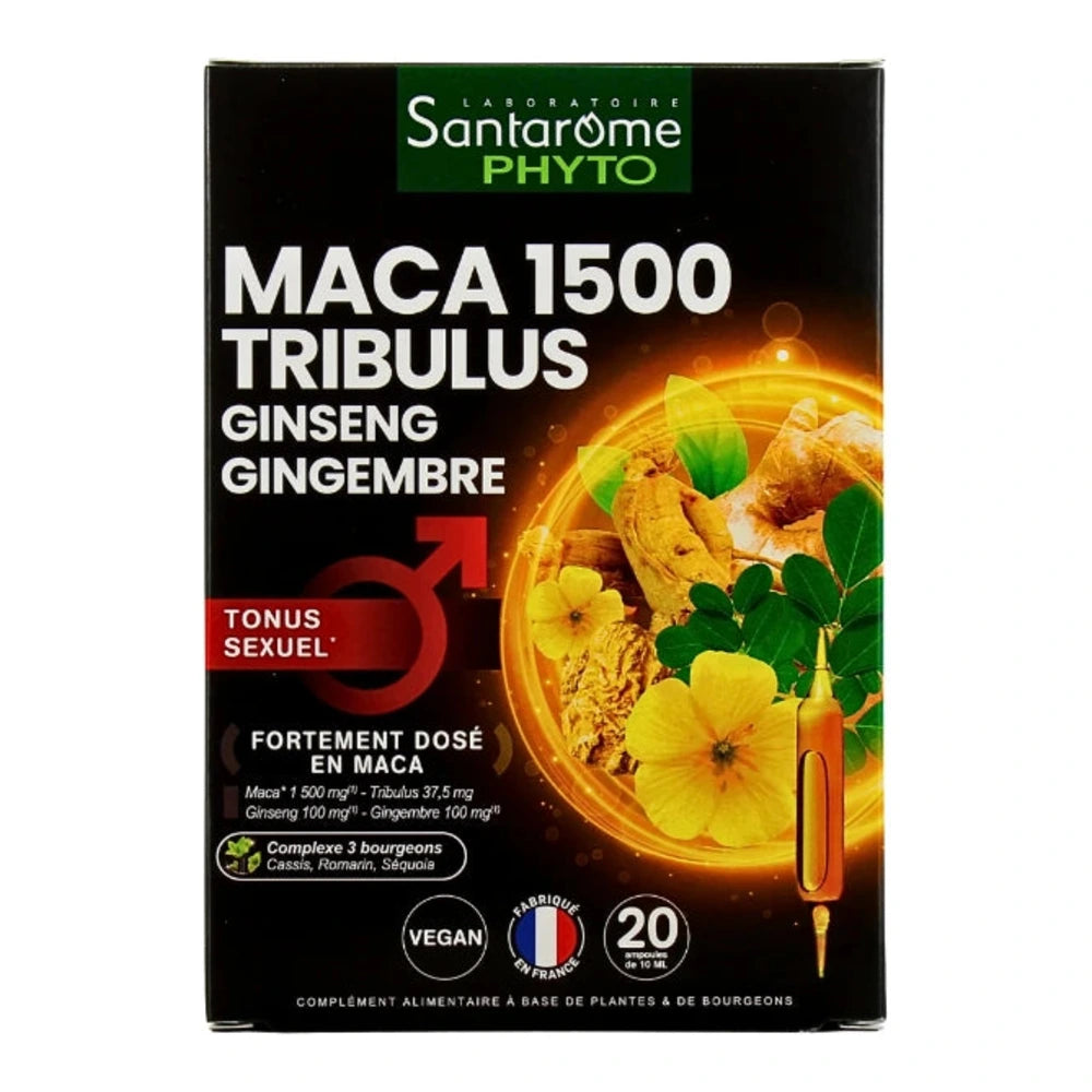Santarome Maca 1500 Tribulus – boîte de 20 ampoules