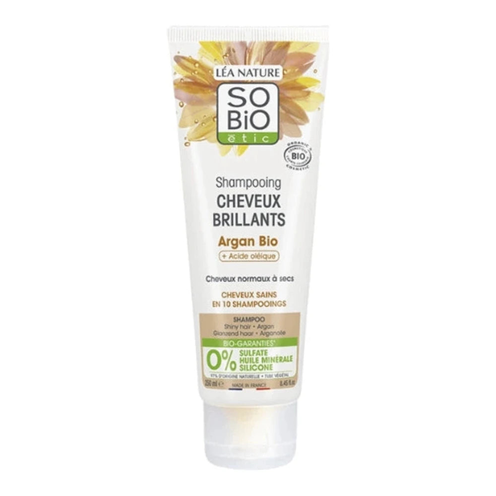 Flacon de shampooing brillance à l’argan So’Bio étic 250 ml