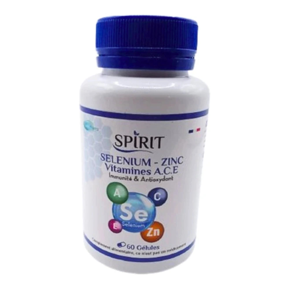 Boîte Spirit Sélénium Zinc Vitamines A, C, E 60 gélules