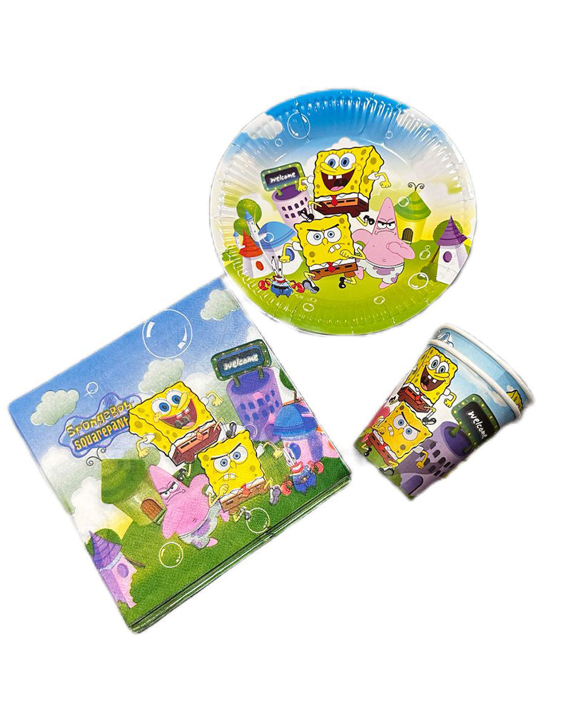 Pack de 10 Servilletas, Platos y Vasos - Bob Esponja