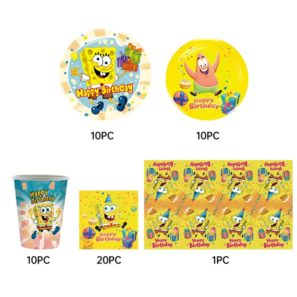 Pack de Cumpleaños 51 Piezas - Bob Esponja Amarillo