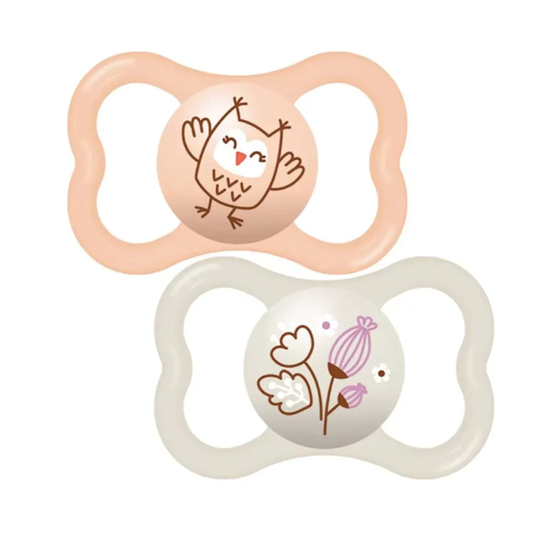 Lot de 2 Sucettes MAM Mini Air 6M+ - Orange & Beige