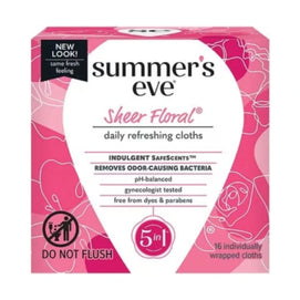 Summer’s Eve Sheer Floral lingettes nettoyantes intimes – paquet de 16