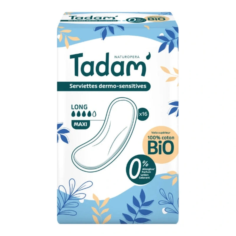 Tadam' Ultra Organic Cotton Pads Long Maxi 16 pcs