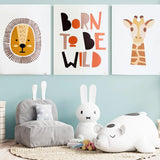 Ensemble de 3 Toiles en Acrylique Décoratives - Lion & Born To Be Wild & Giraffe